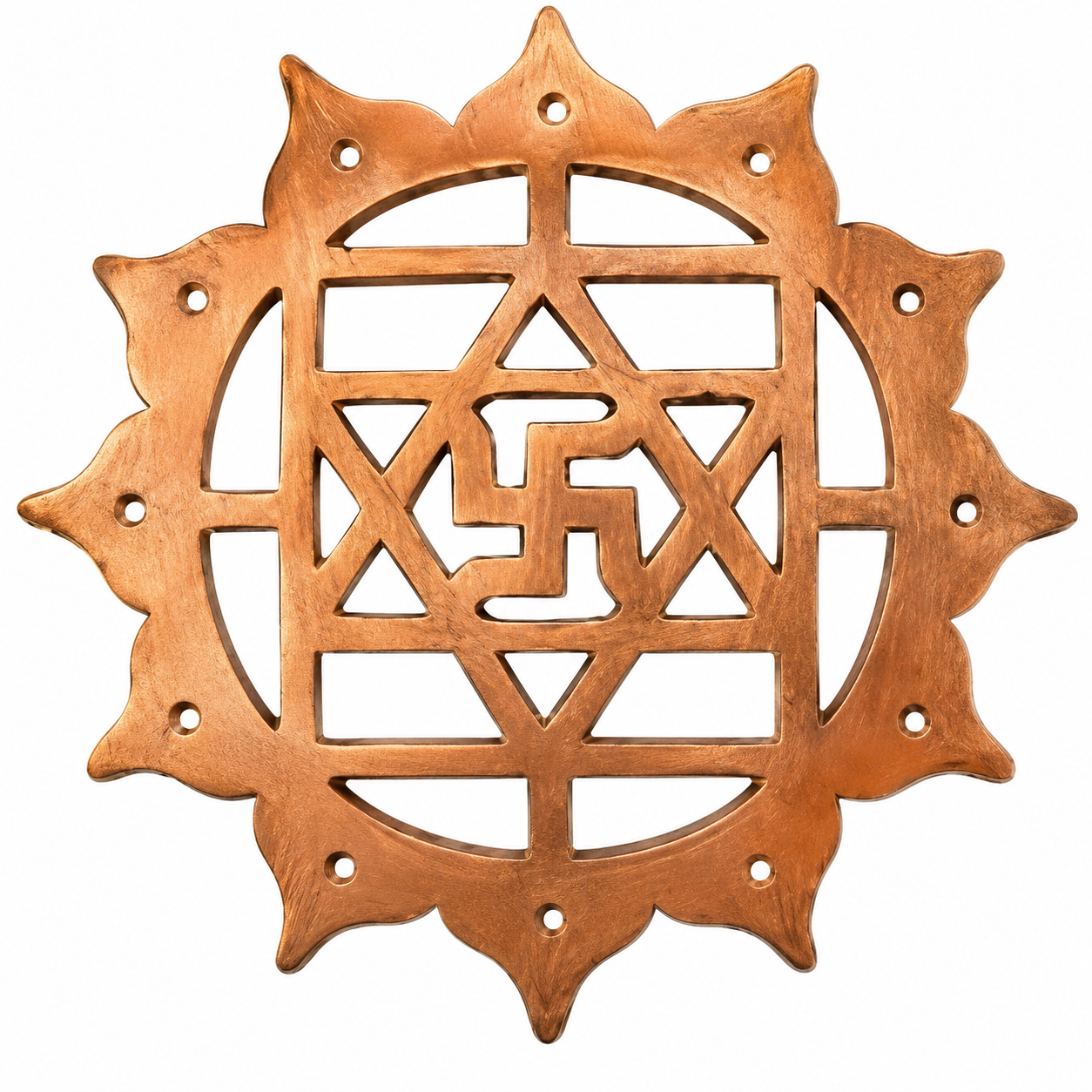 02 Copper Swastik With Lotus - Image 1
