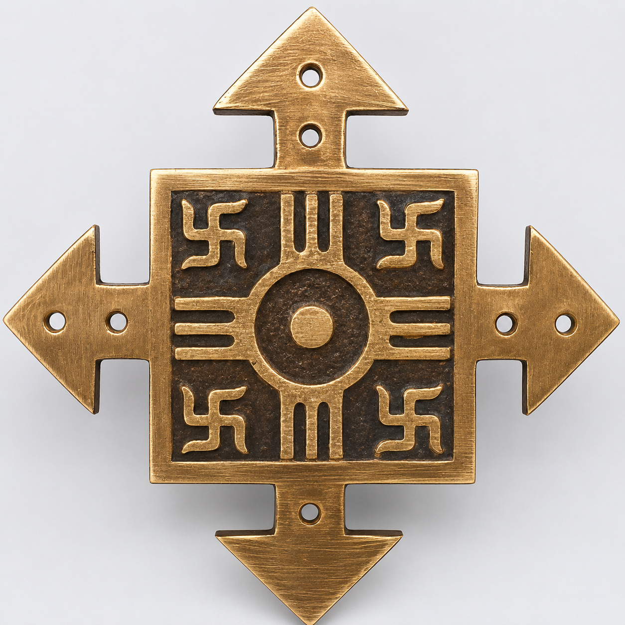 Four-Direction-arrow-with-swatik Copper Four Direction Arrow with Swastik - Image 1