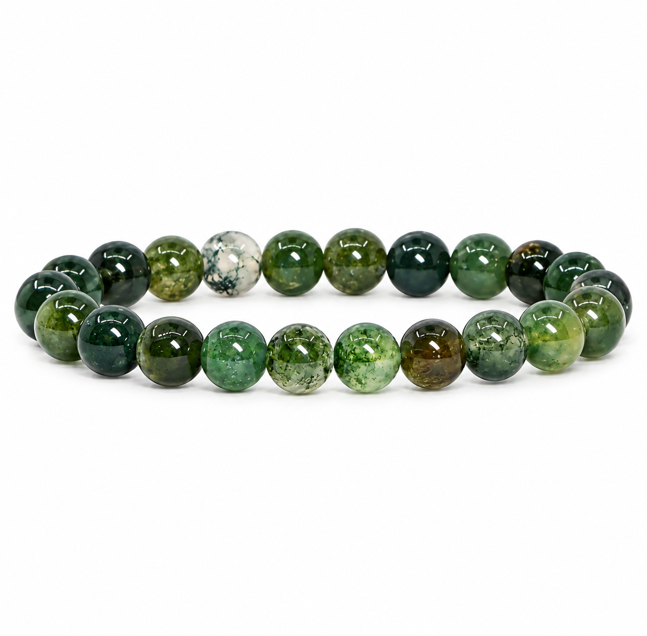 Mosa Agate Crystal Bracelet Moss Agate Bracelet - Growth • Abundance • Balance - Image 1