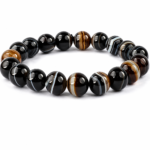Natural Black Banded Agate Bracelet