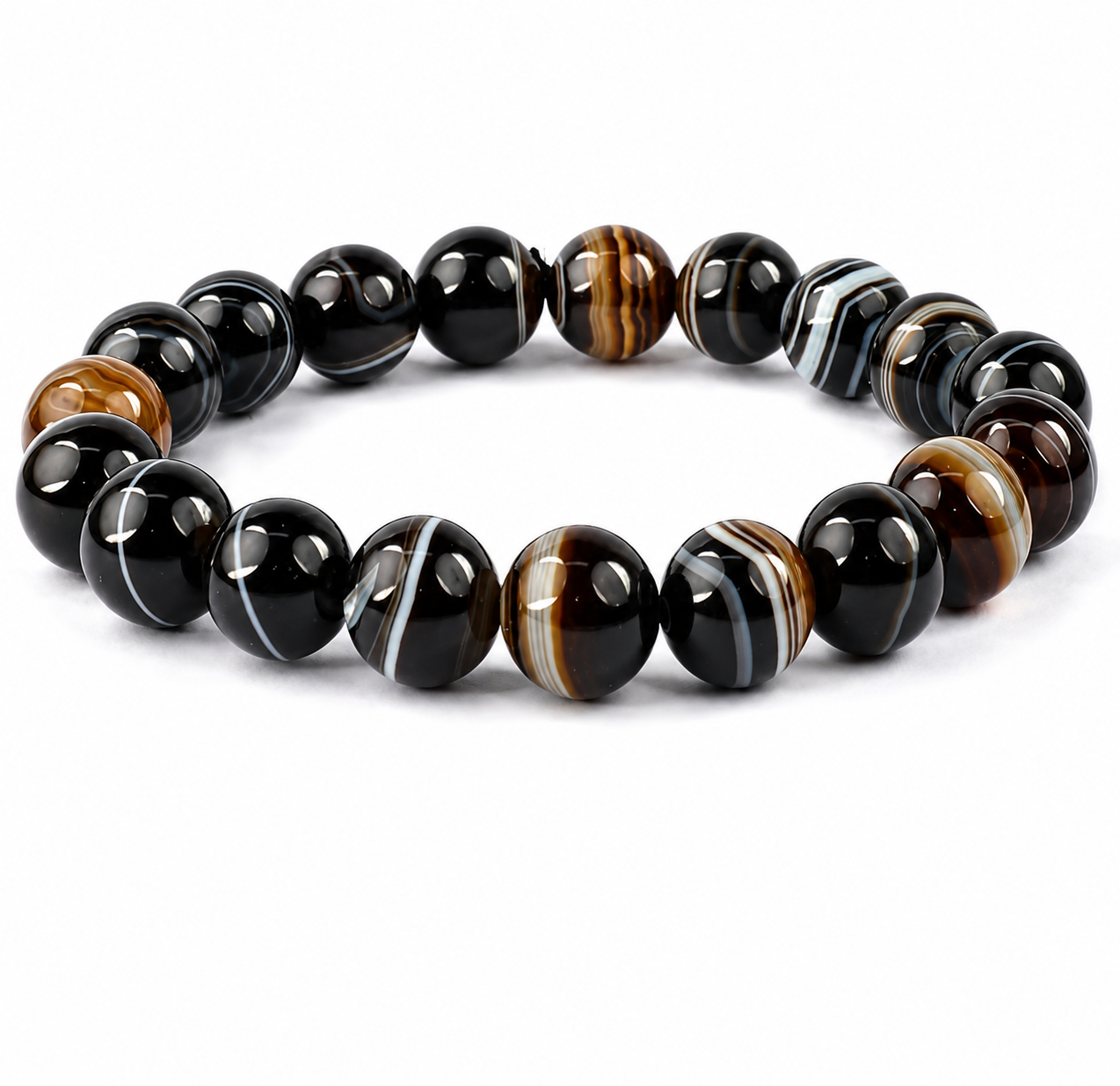 Natural Black Banded Agate Bracelet Natural Black Banded Agate Bracelet - Image 1