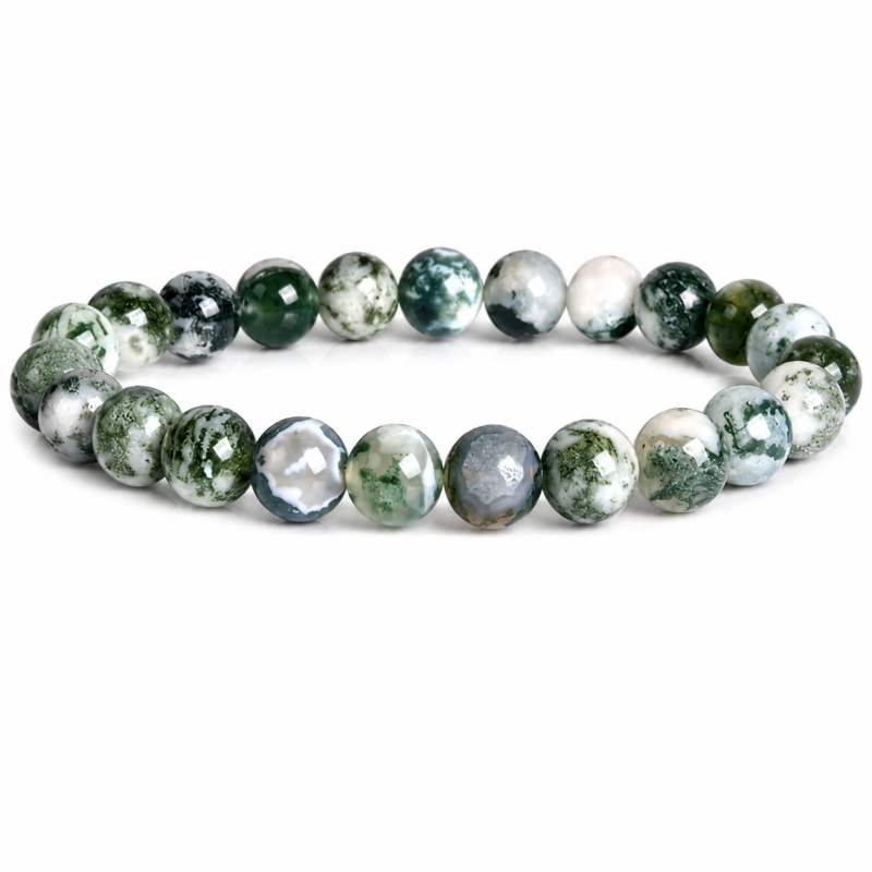 Natural-Moss-Agate-Crystal-Beaded-Bracelrt