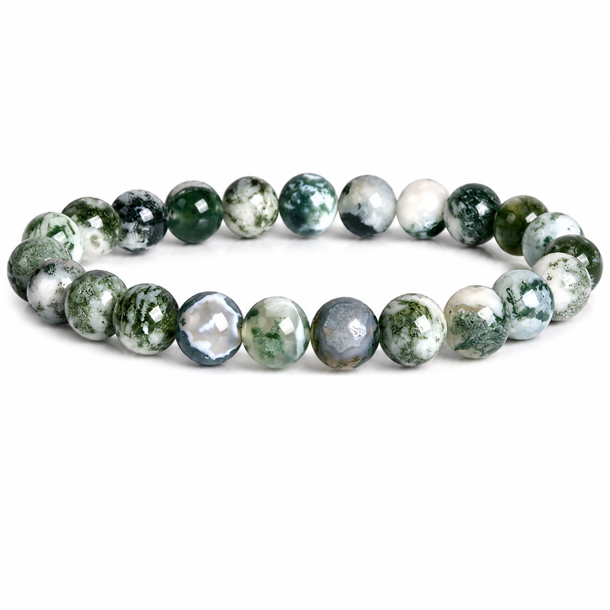 Natural Moss Agate Crystal Beaded Bracelrt Natural-Moss-Agate-Crystal-Beaded-Bracelrt