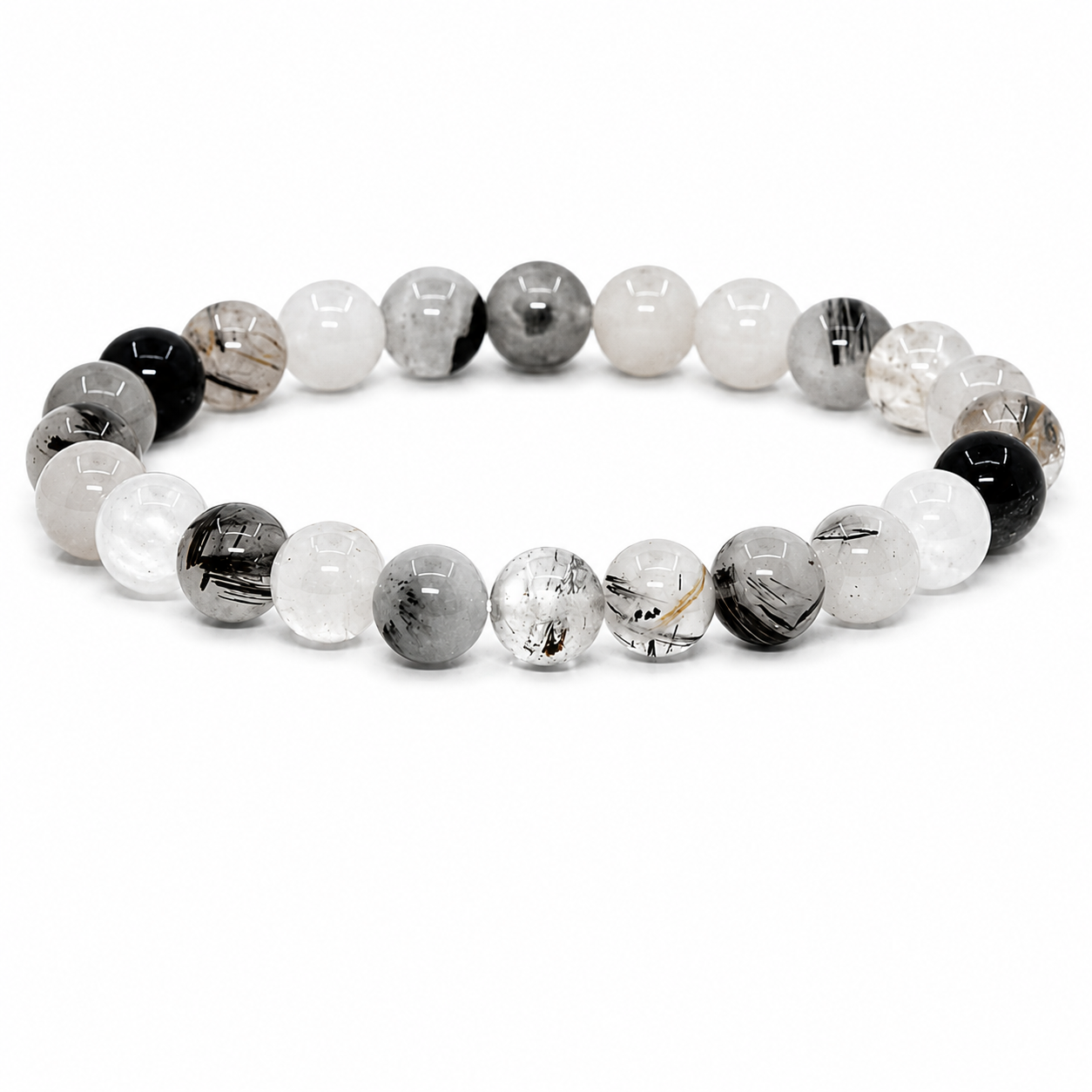 Tourmalinated Quartz Crystal Beaded Bracelet Tourmalinated-Quartz-Crystal-Beaded-Bracelet